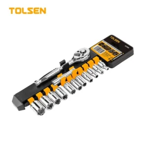 13PCS 1/4″ RATCHET HANDLE WITH SOCKETS SET