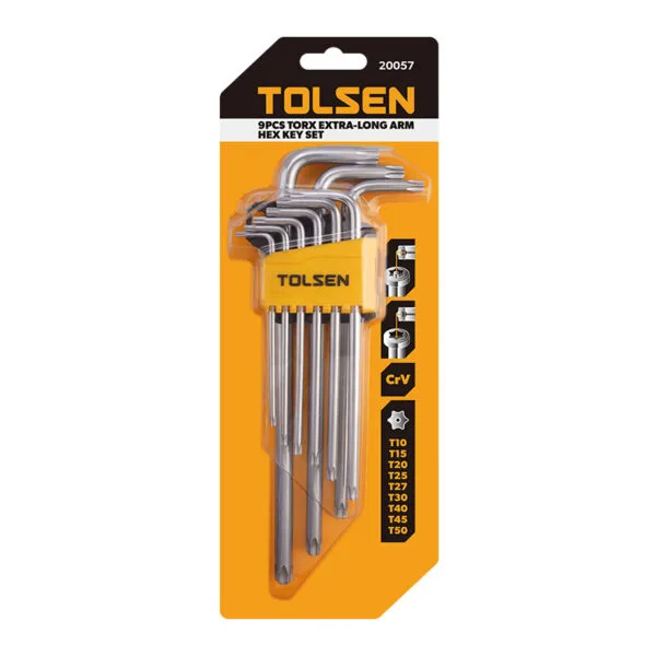 9PCS TORX EXTRA-LONG ARM HEX KEY SET - Image 3