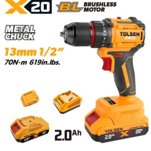 20V X20 Compact Brushless Cordless 1/2″ Drill, 70 N·m (2.0Ah)
