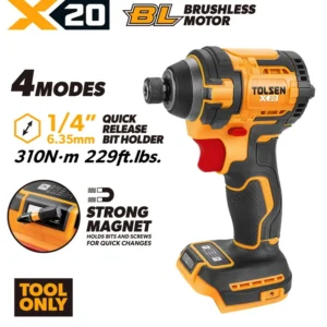 20V X20 Compact Brushless Cordless 1/4″ Impact Driver, 310 N·m (Tool Only)